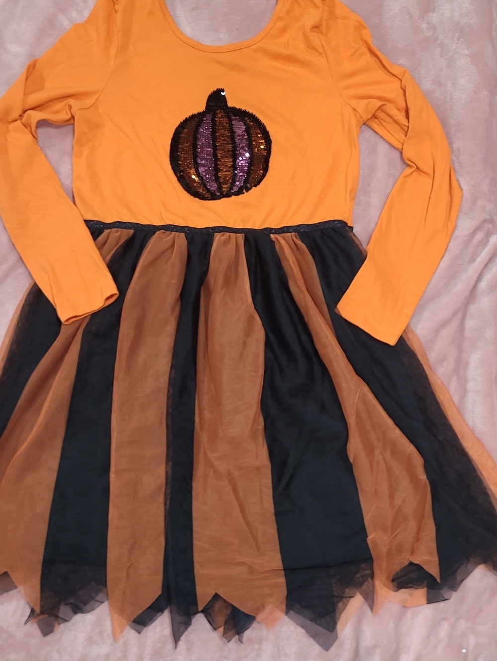 Cat & Jack Orange and Black Pumpkin Tulle Dress